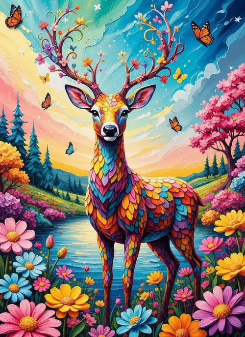 The Enchanted Stag (Board Canvas)