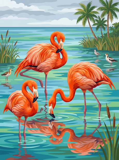 Tropical Flamingo Lagoon (Diamond Painting) Diamond Painting kit