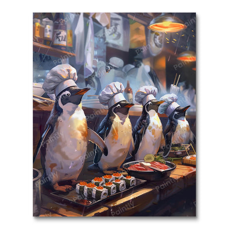 Penguin's Sushi Bar (Diamond Painting) Diamond Painting kit