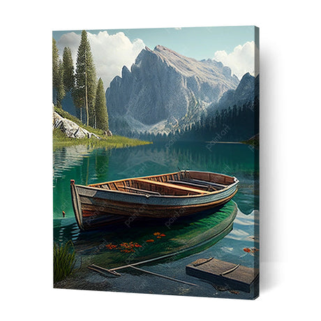 Braies Lake Italy I Boats Paint by Numbers kit