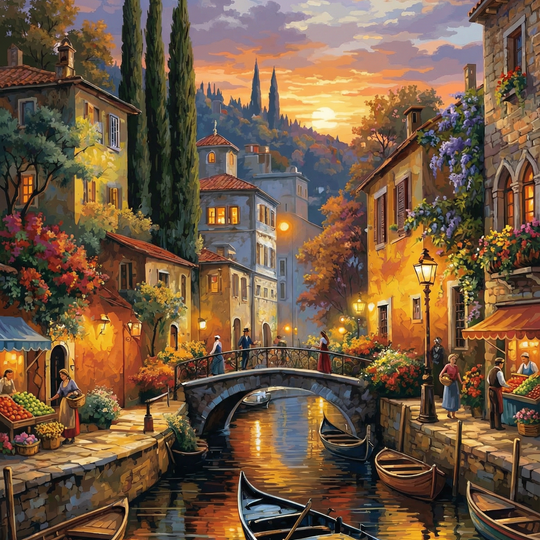 Sunset Italian Canal Village (120 Colors)