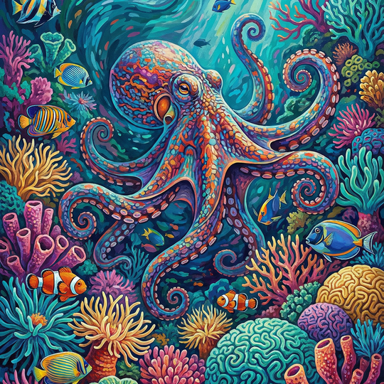 Colorful Coral Octopus (80 Colors)