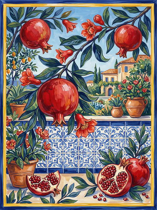Mediterranean Pomegranate Garden (Diamond Painting) Diamond Painting kit