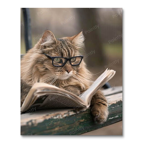 Cat Reading a Newspaper (Diamond Painting) Diamond Painting kit
