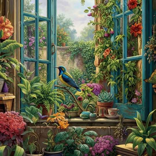 Songbird at the Open Window (80 Colors)