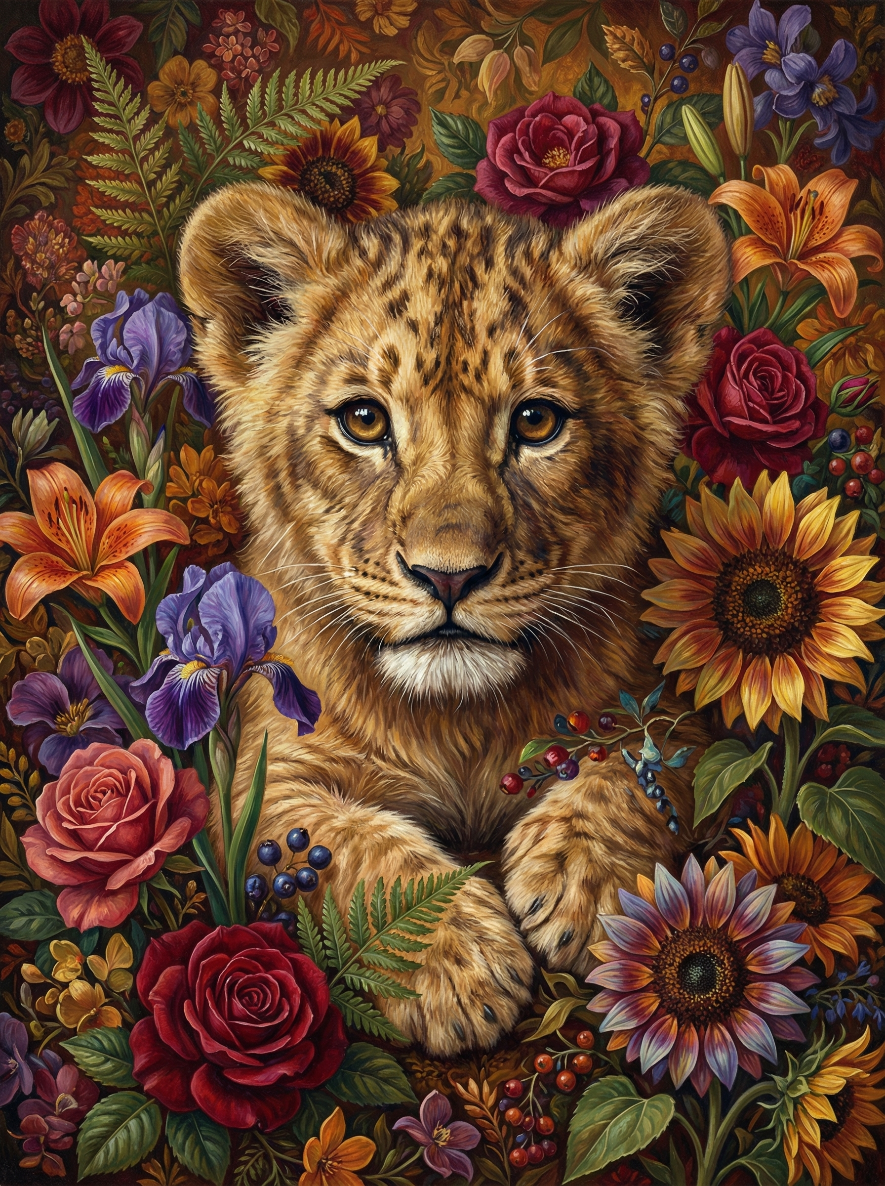Floral Cub Reverie (100 Color Diamond Painting)