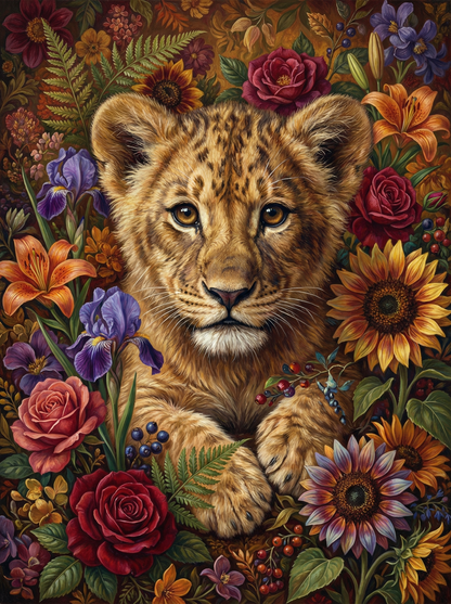 Floral Cub Reverie (100 Color Diamond Painting)