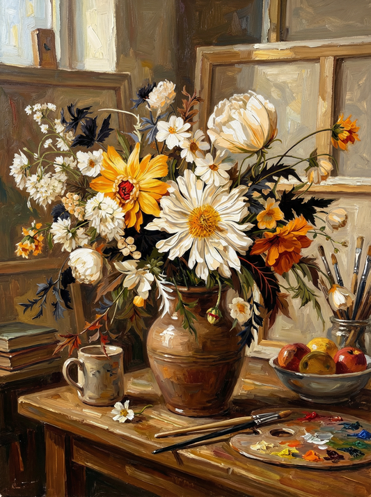 Golden Studio Blossoms (Diamond Painting)