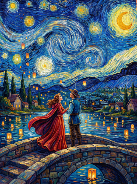 Starlit Lovers Bridge (Diamond Painting) Diamond Painting kit