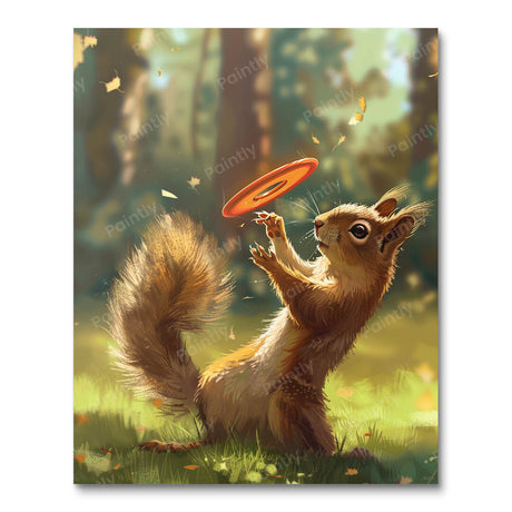 Squirrel Playing Frisbee (Diamond Painting) Diamond Painting kit