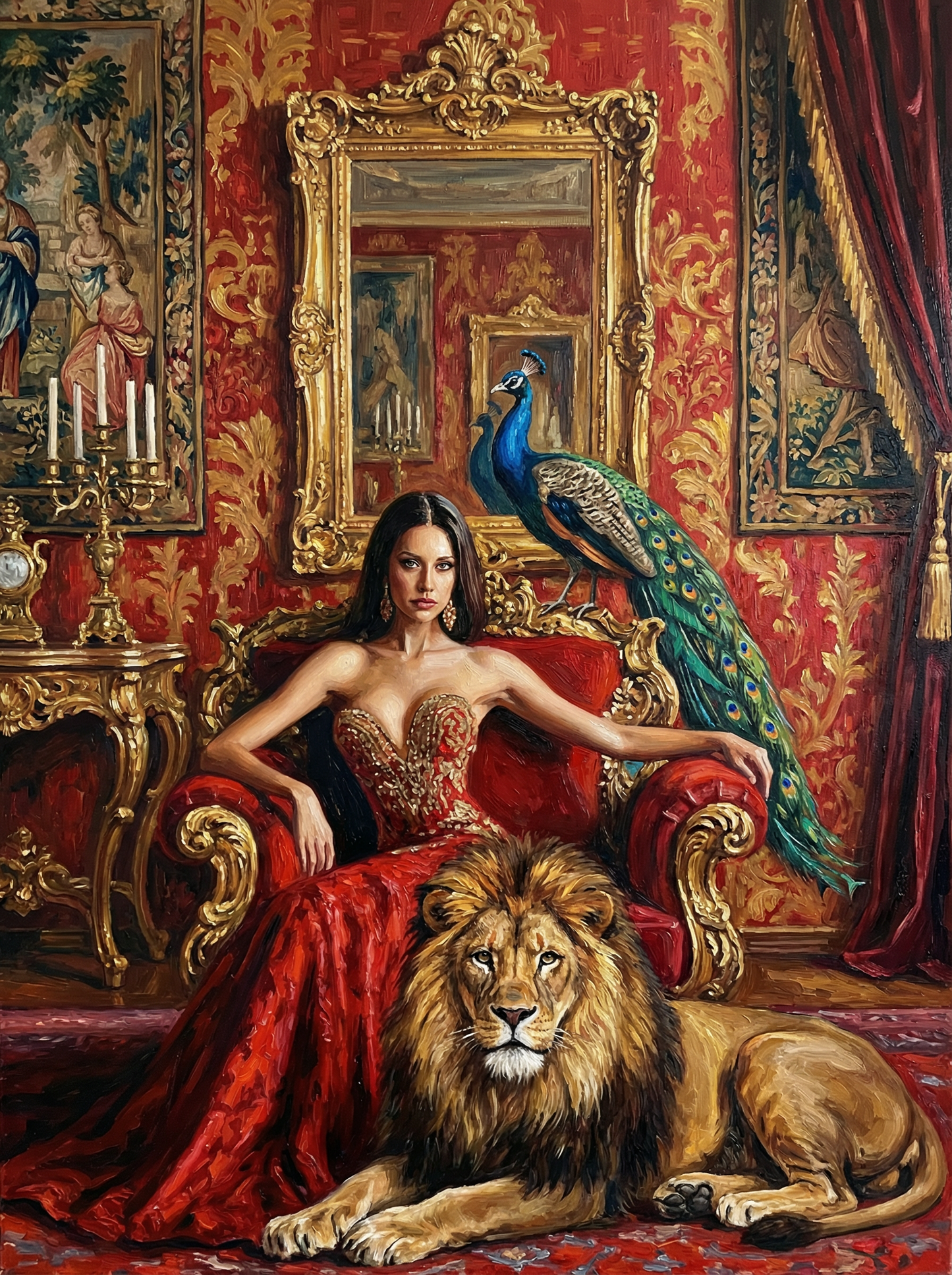 Royal Lion and Peacock Throne (Diamond Painting) Diamond Painting kit