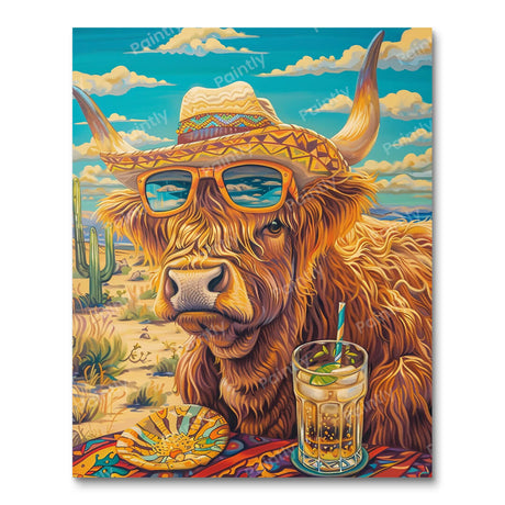 Highland Cow on Vacation (Diamond Painting) Diamond Painting kit