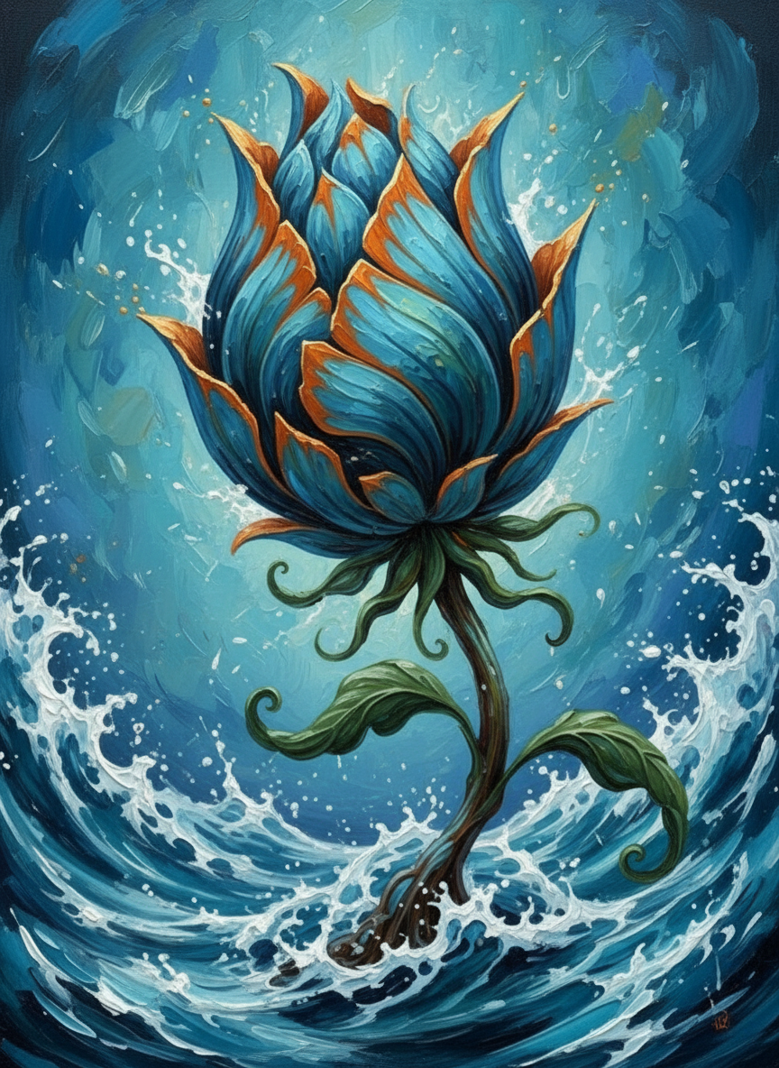 Blue Lotus Rising (Board Canvas)