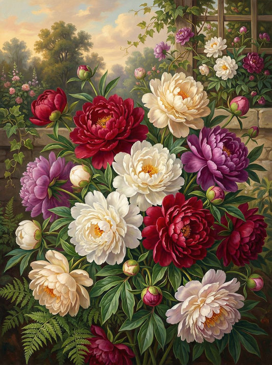 Garden Peonies in Bloom (80 Colors)