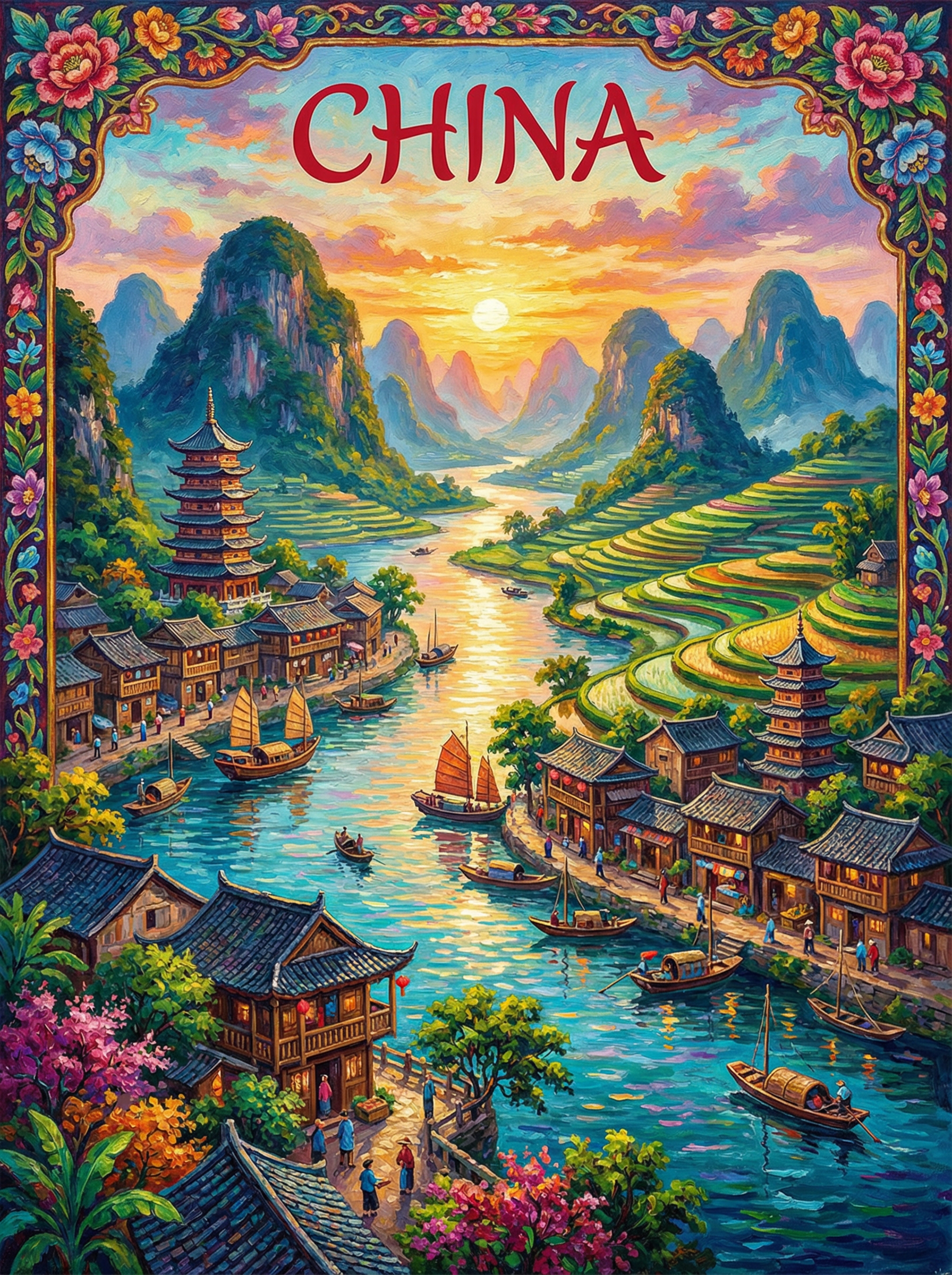 China River Serenity Paint by Numbers kit