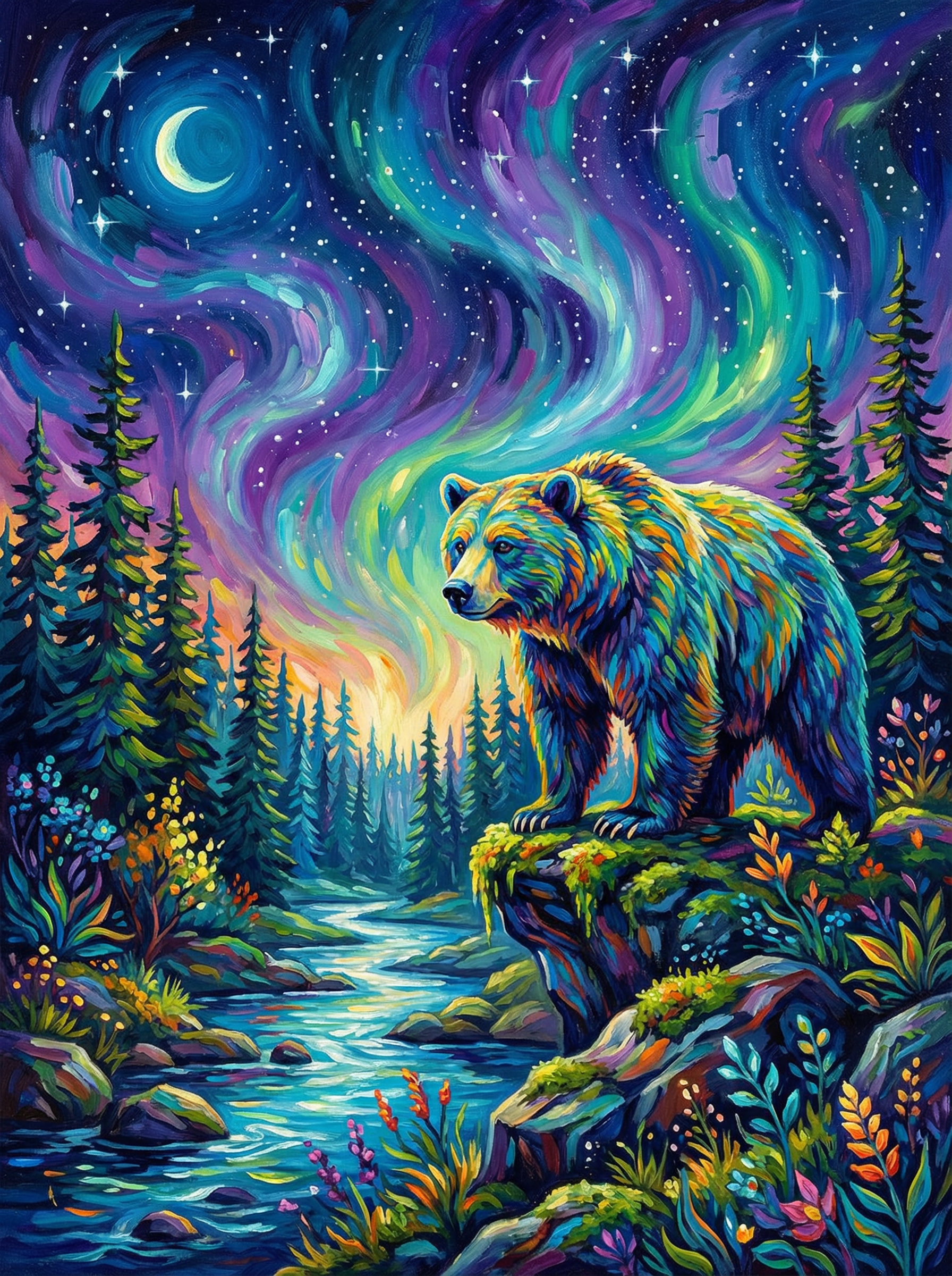 Aurora Forest Guardian (100 Color Diamond Painting)