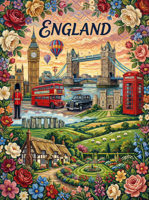 England Garden Landmarks (Diamond Painting) Diamond Painting kit