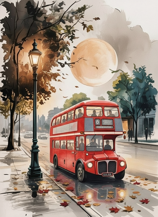 Autumn Ride through the City (Board Canvas)