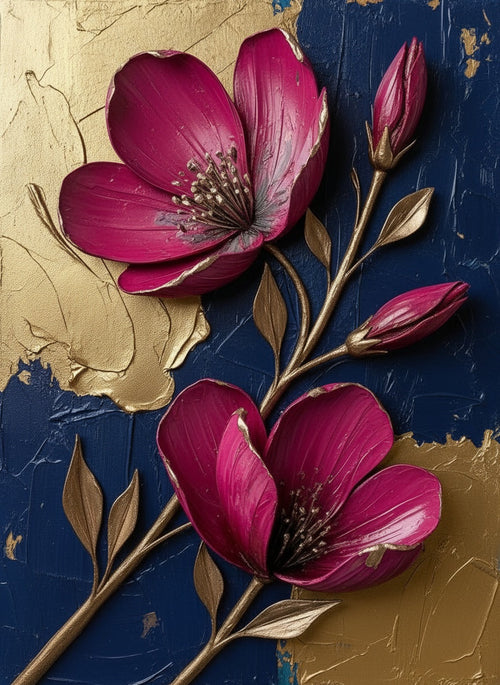 Crimson Blooms (Board Canvas)