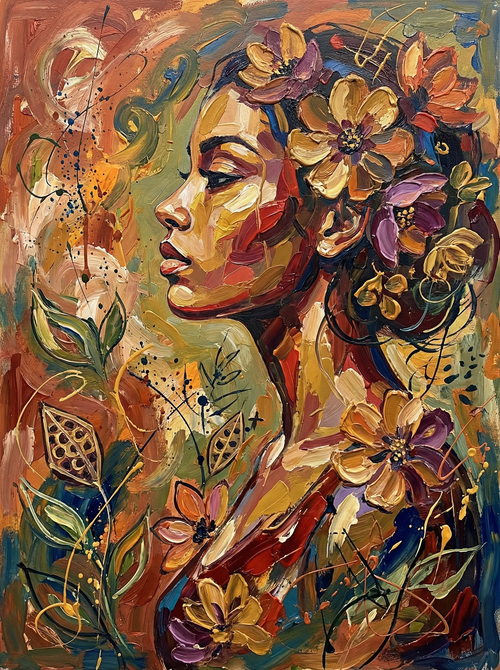 Floral Ember Portrait (Diamond Painting) Diamond Painting kit
