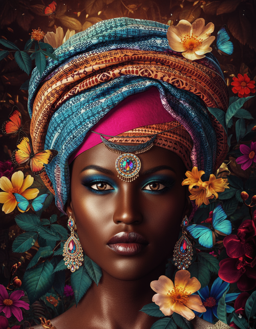 Butterfly Queen Portrait (100 Color Diamond Painting)