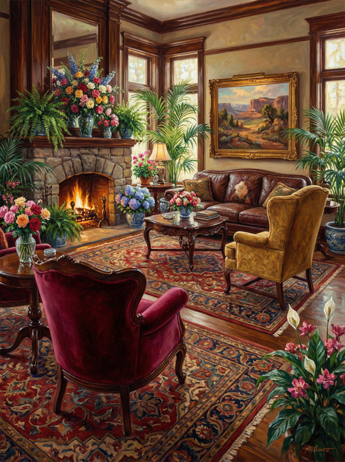 Sunlit Manor Lounge (Diamond Painting) Diamond Painting kit