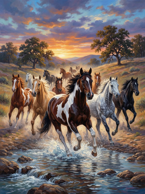 Wild River Stallion Run (Diamond Painting) Diamond Painting kit