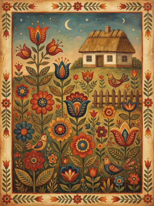 Folk Meadow Whimsy (Diamond Painting)