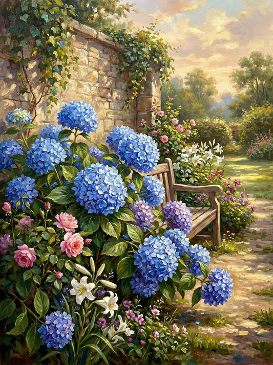 Blue Hydrangea Haven (Diamond Painting)