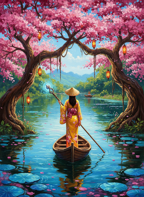 River of Blossoms (Board Canvas)