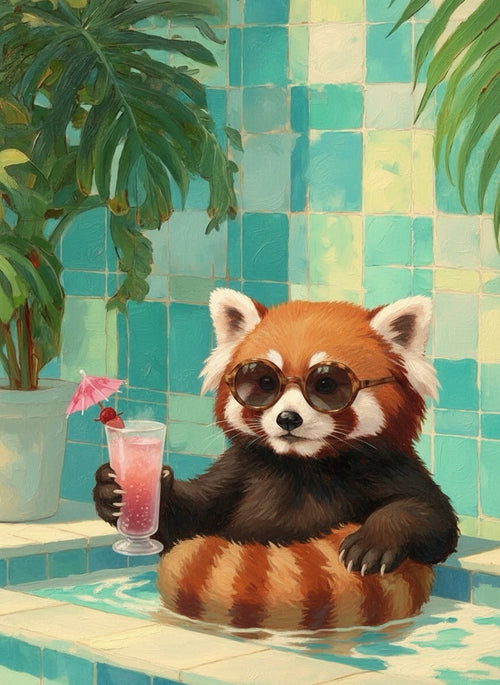 Poolside Panda (Board Canvas)