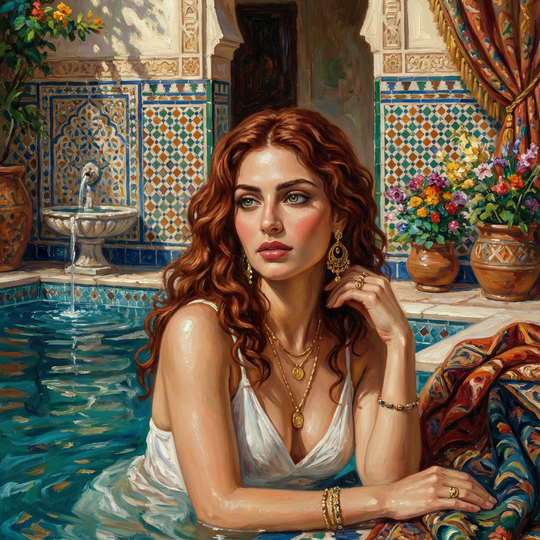 Lady by the Courtyard Pool (80 Colors)