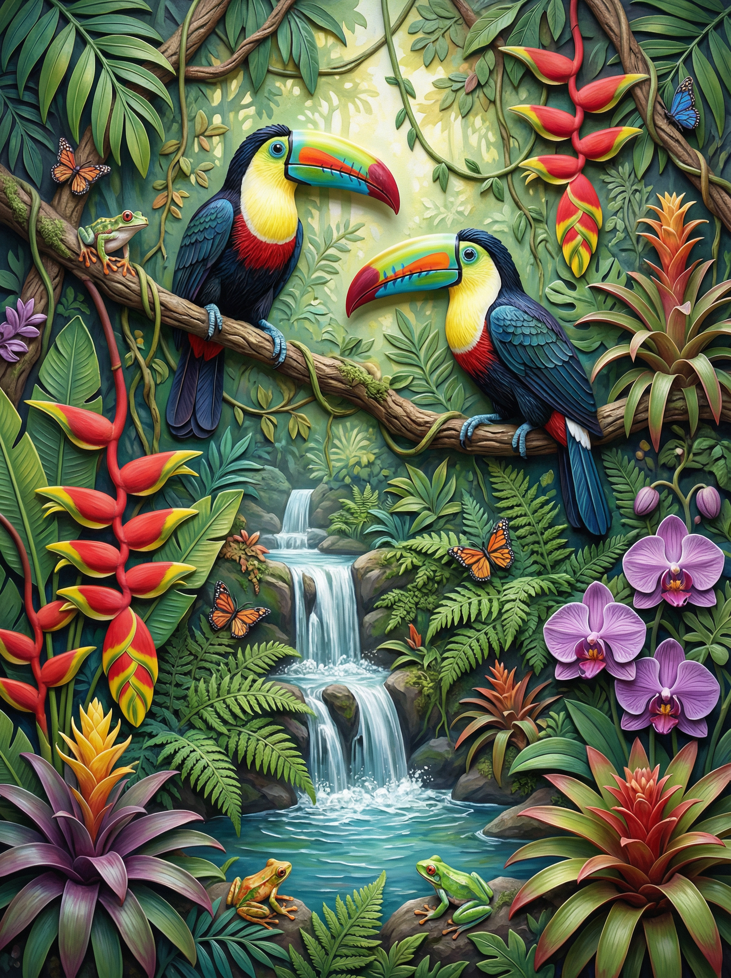 Toucan Falls Paradise (100 Color Diamond Painting) Diamond Painting kit