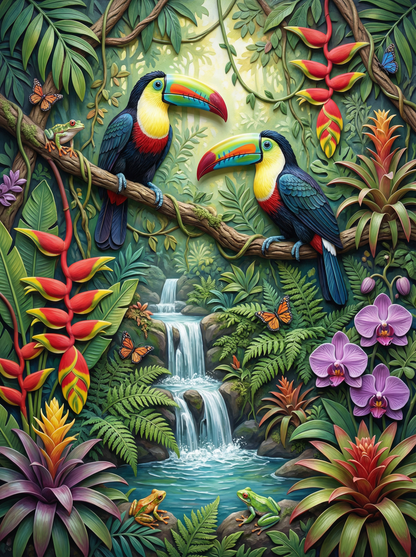 Toucan Falls Paradise (100 Color Diamond Painting) Diamond Painting kit