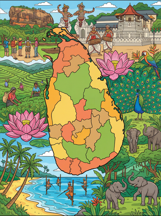 Sri Lanka Heritage Map (80 Colors)