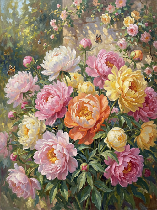 Pastel Peony Delight (Diamond Painting) Diamond Painting kit