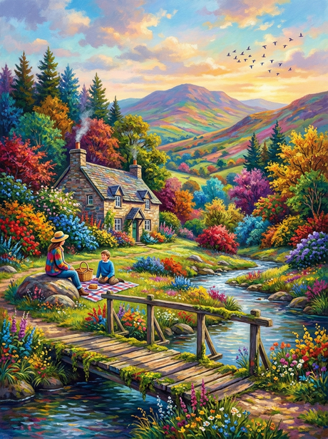 Autumn Cottage Picnic (Diamond Painting) Diamond Painting kit