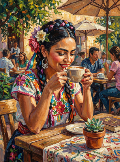 Sunlit Café in Bloom (100 Color Diamond Painting) Diamond Painting kit