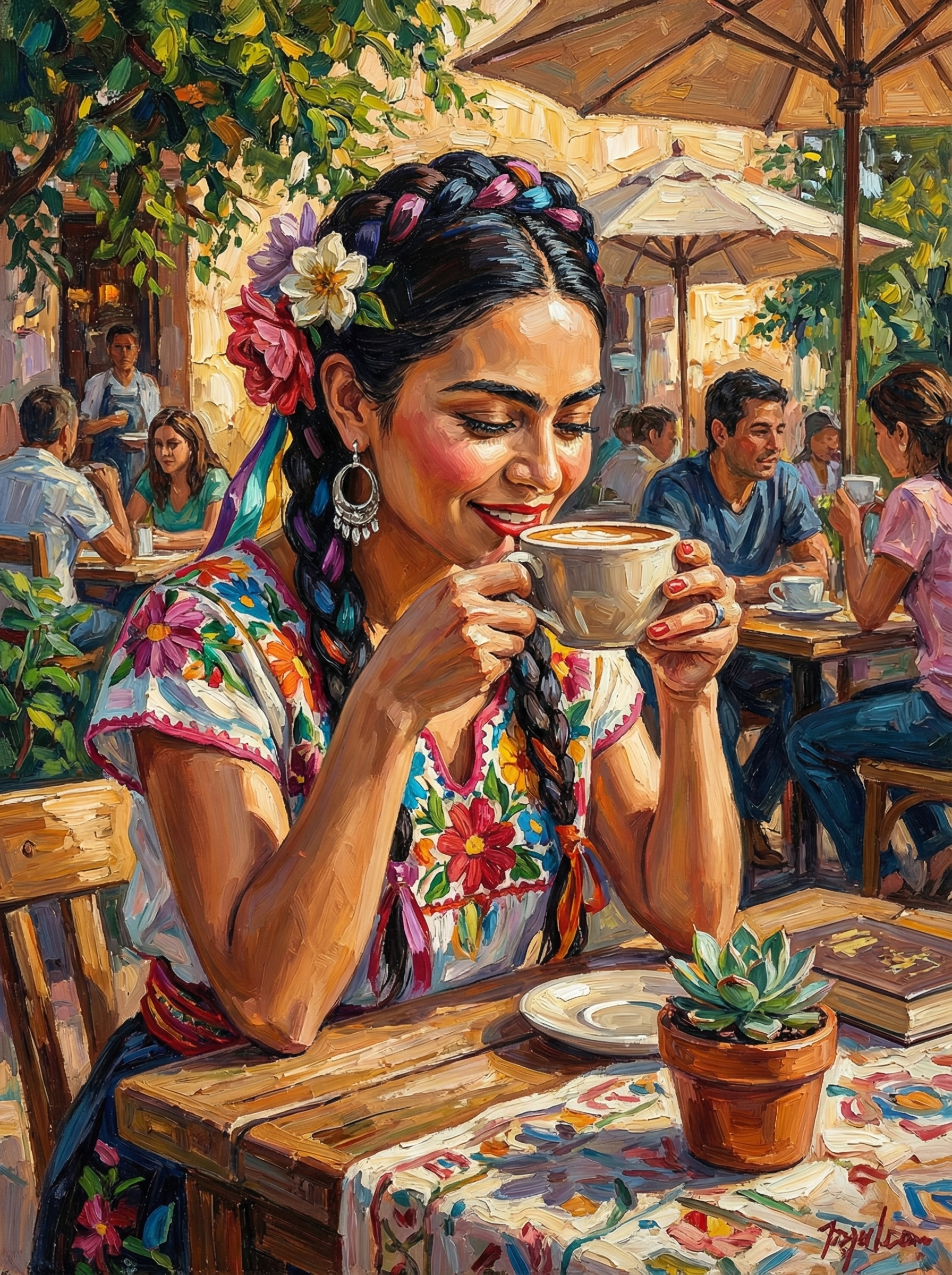 Café de la Flores (100 Color Diamond Painting)