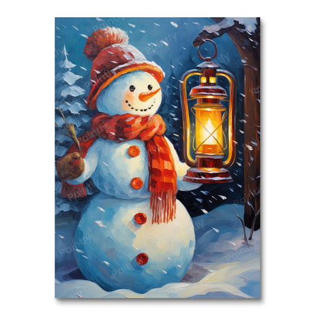 Lantern-Lit Snowman People Paint by Numbers kit