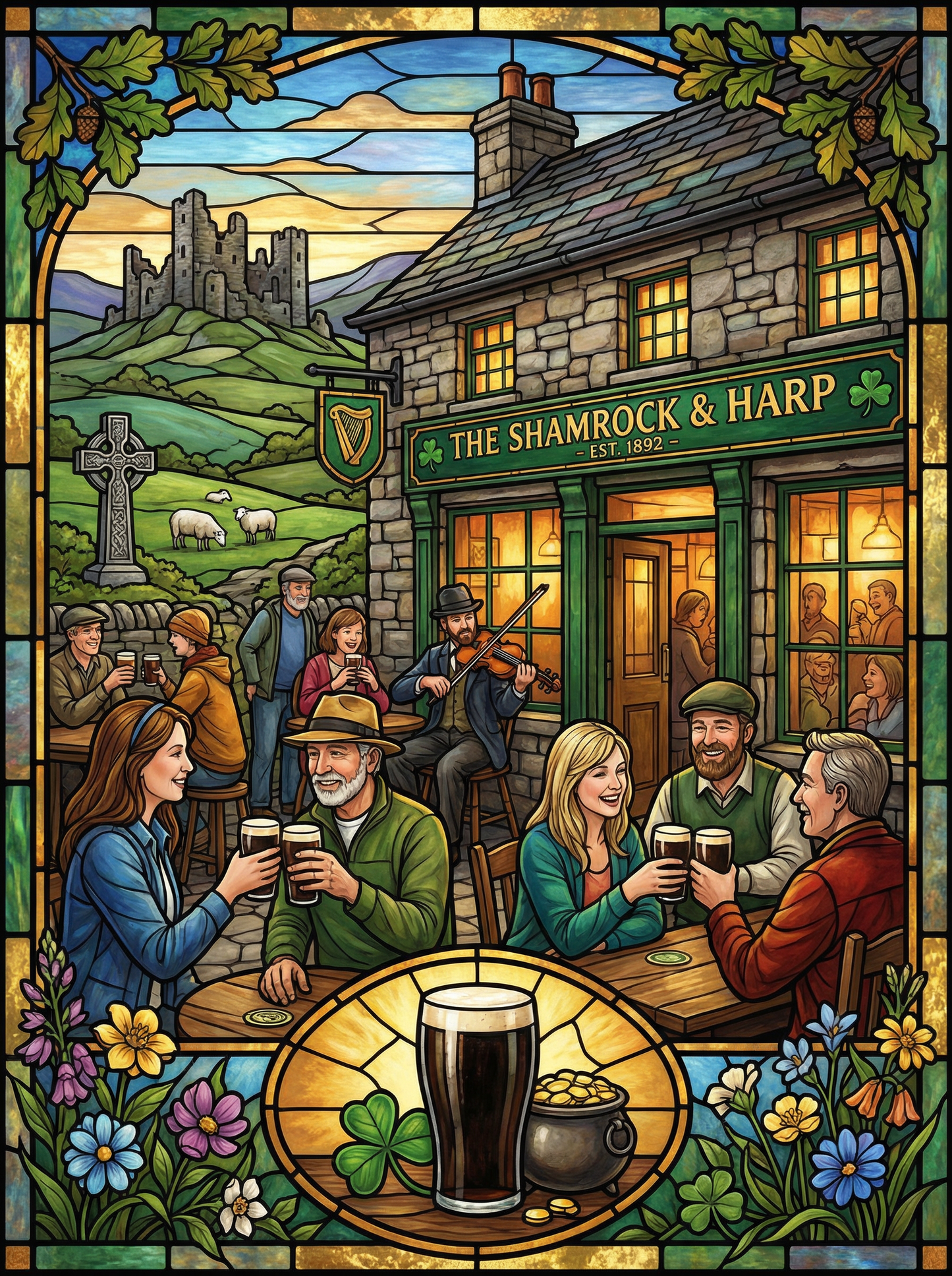 Irish Pub Cheers (100 Color Diamond Painting)