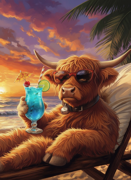 Moojito Hour Highland Cow (Board Canvas)