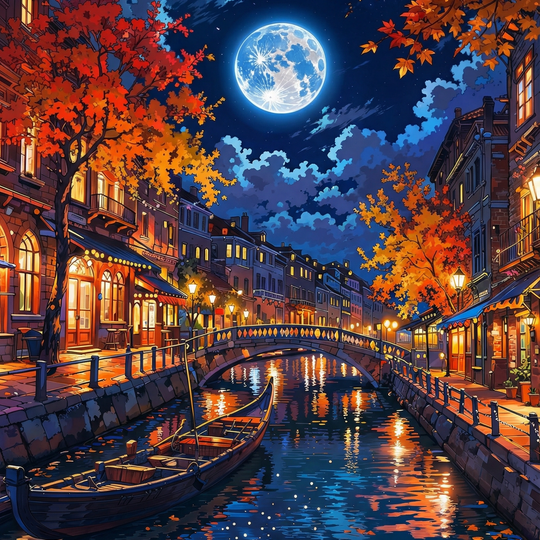 Autumn Moonlight Canal