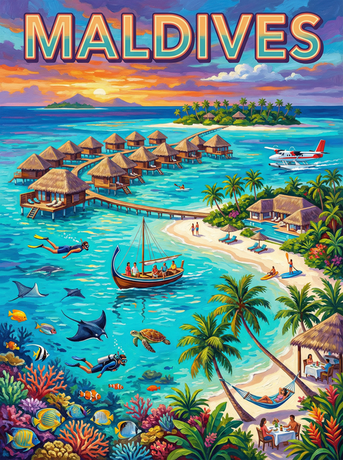 Maldives Island Escape (100 Color Diamond Painting) Diamond Painting kit