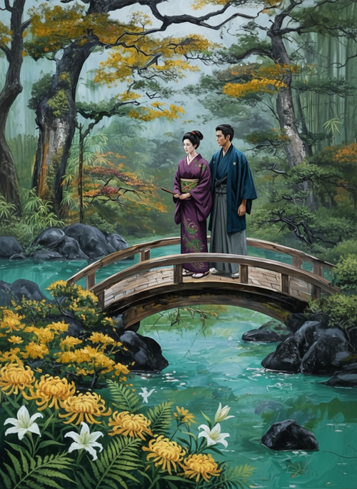 Whispers on the Bridge (Board Canvas)