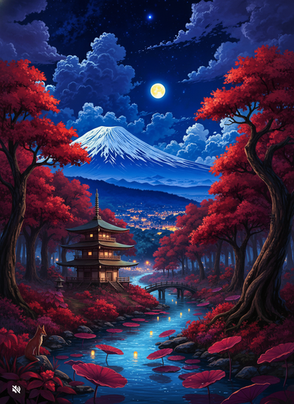 Pagoda under the Winter Moon