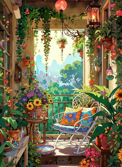Balcony Garden (100 Color Diamond Painting)