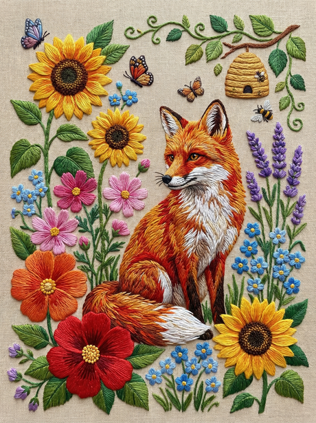 Fox in Bloom (Diamond Painting) Diamond Painting kit