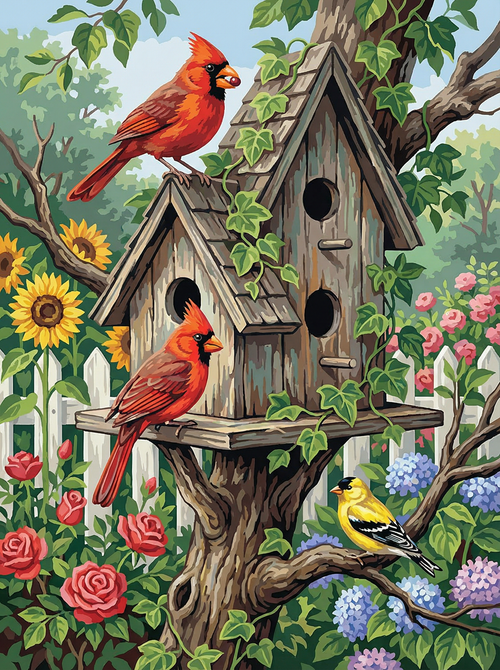 Garden Bird Haven (100 Color Diamond Painting) Diamond Painting kit