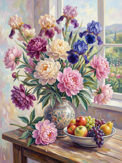 Peony Window Elegance (Diamond Painting)